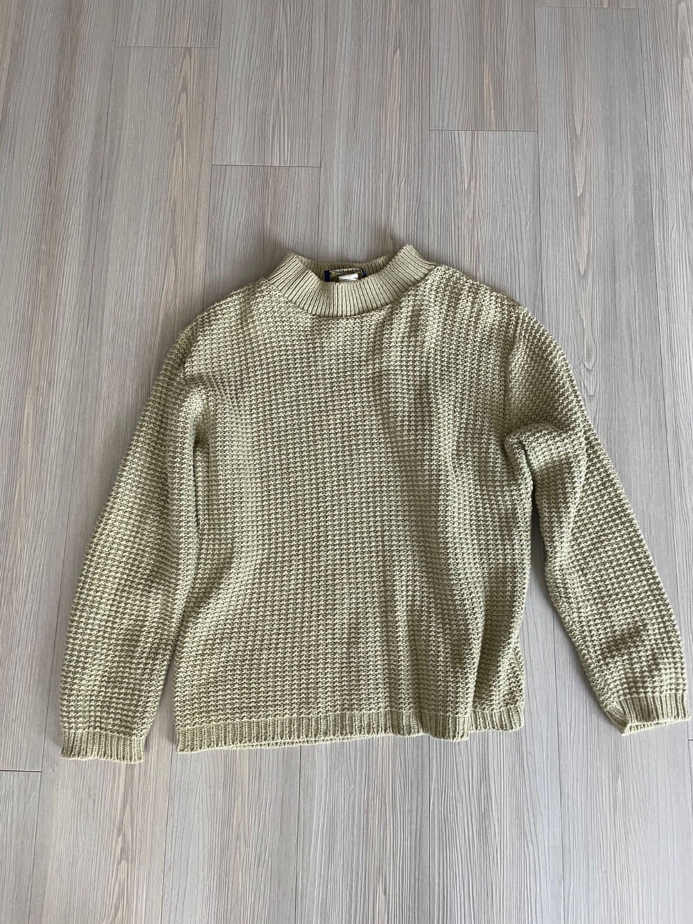 Willow Ridge Cotton Chartreuse Waffle Knit Mock-neck Sweater